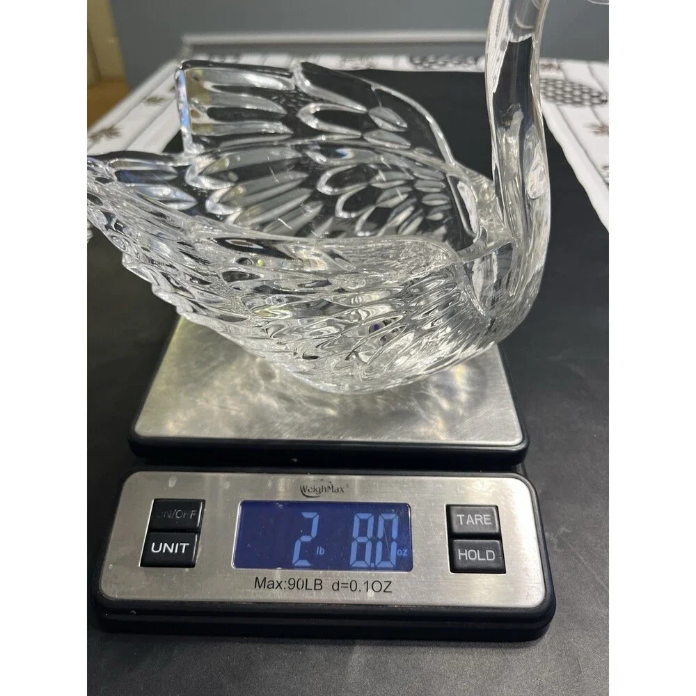 Clear Crystal Glass Swan Large Candy Dish